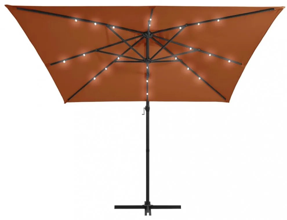 terrakotta konzolos napernyő LED-világítással 250 x 250 cm