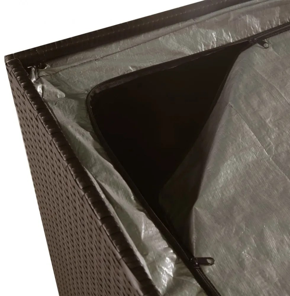 barna polyrattan kerti tárolóláda 150 x 100 x 100 cm