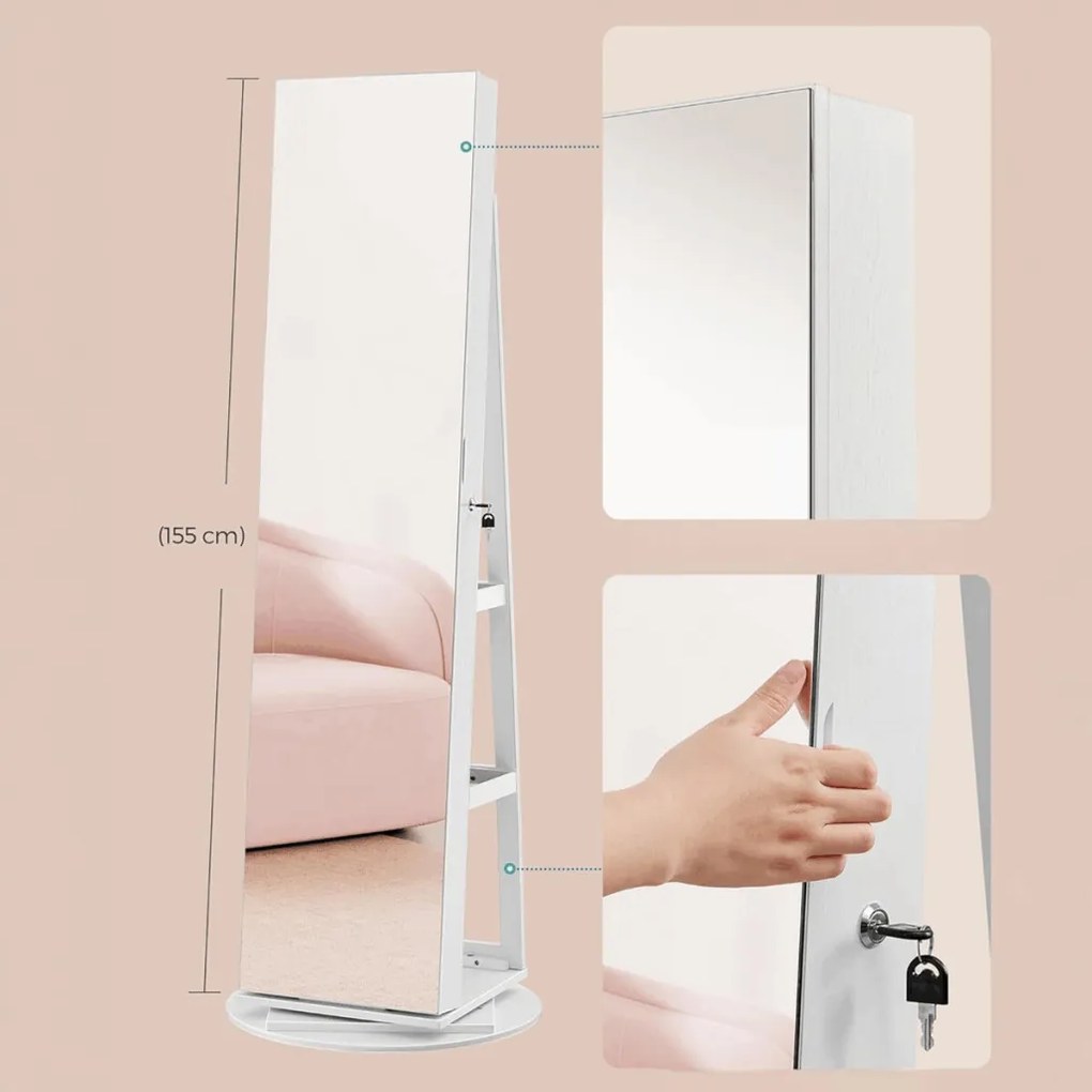 Zrcadlo, mdf, bílá, AZR-E1207 WT