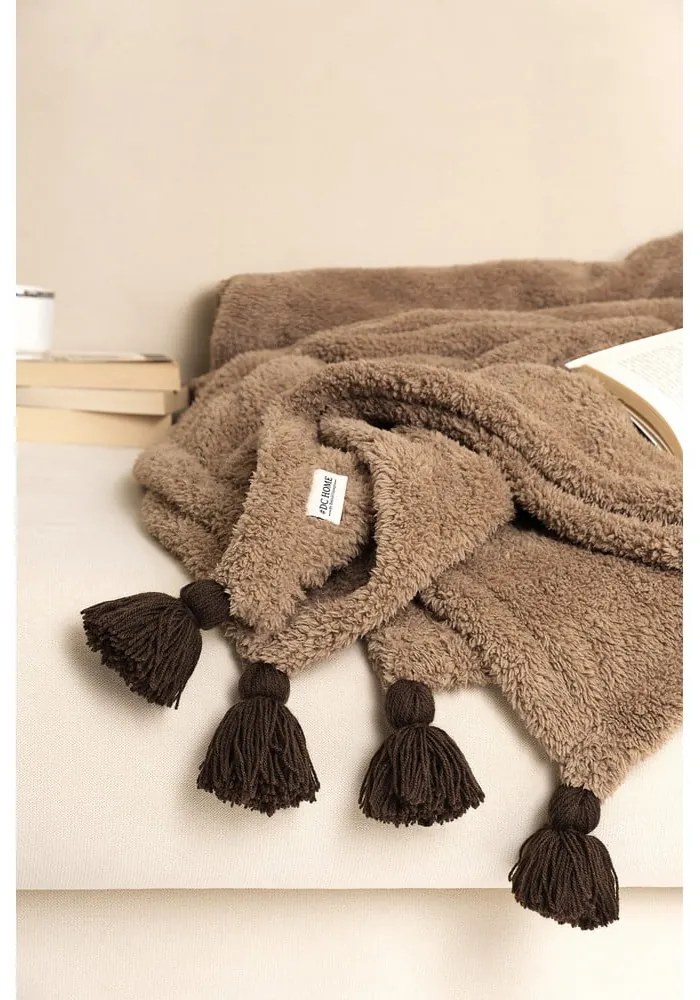 Barna mikroplüss ágytakaró franciaágyra 200x220 cm Pufffy – Mijolnir