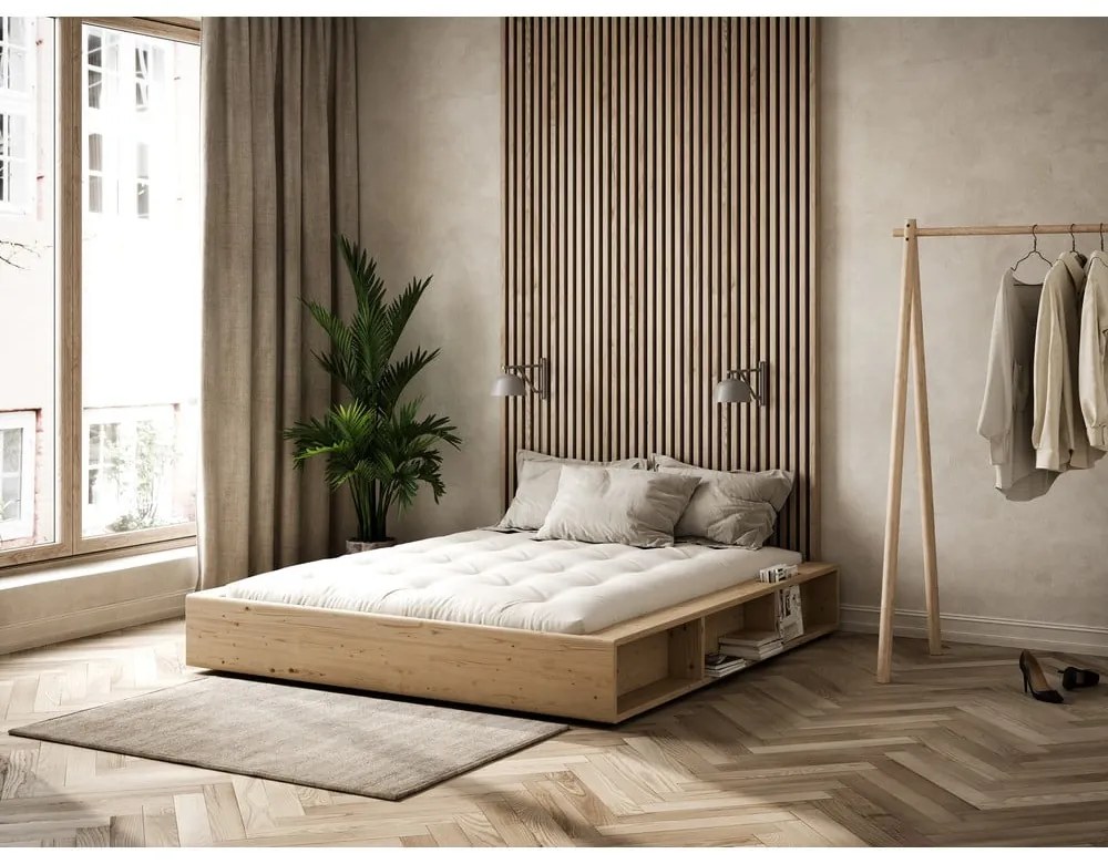 Borovi fenyő franciaágy ágyráccsal 180x200 cm Ziggy – Karup Design