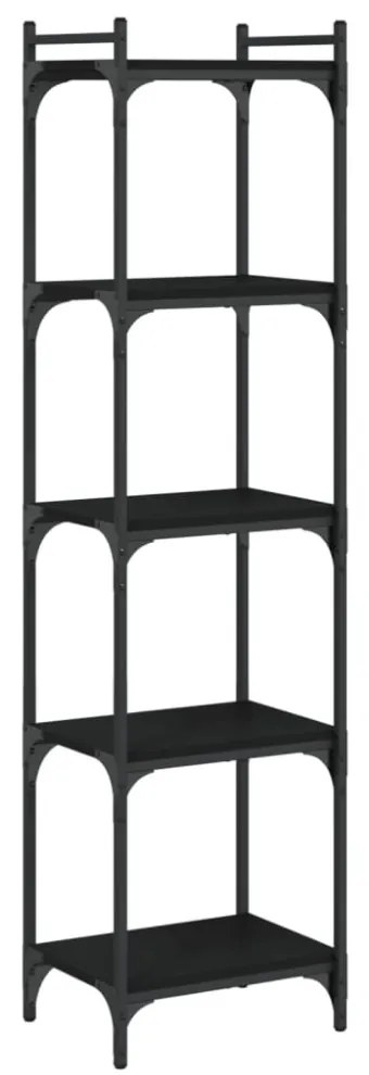 5 szintes fekete szerelt fa könyvespolc 40 x 30 x 154 cm