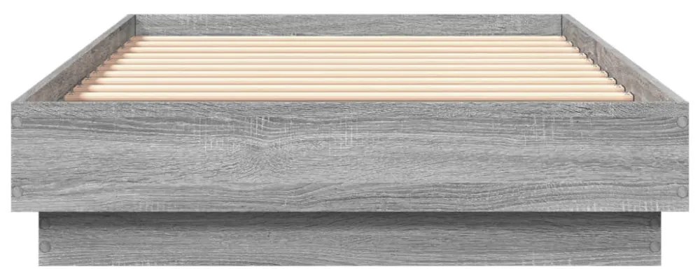szürke sonoma színű ágykeret LED-világítással 75x190 cm