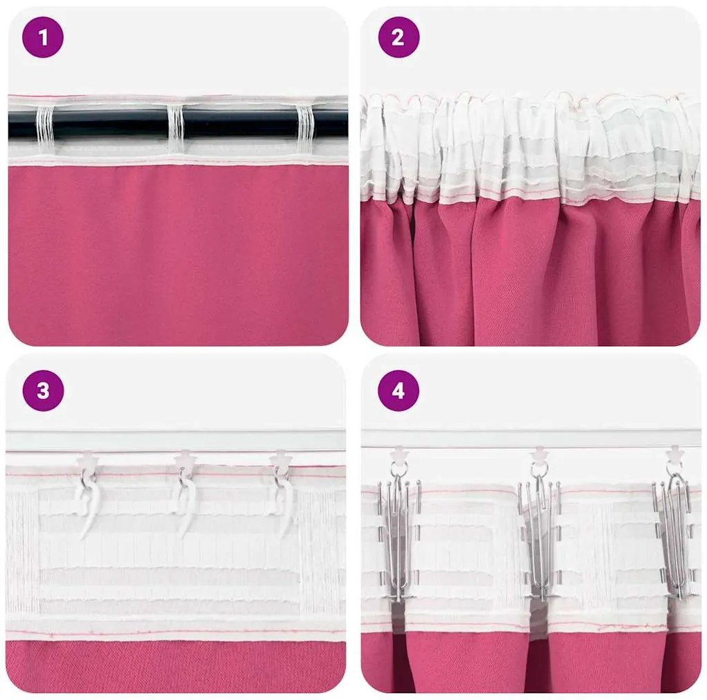 Függönyök 2 pcs Fényes rózsaszín 140x140cm Poliészter