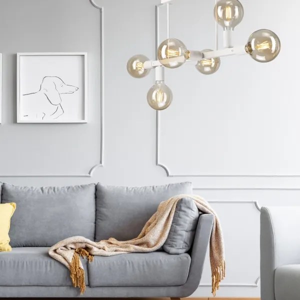 Csillár rúdon ASTRID 6xE27/60W/230V fehér