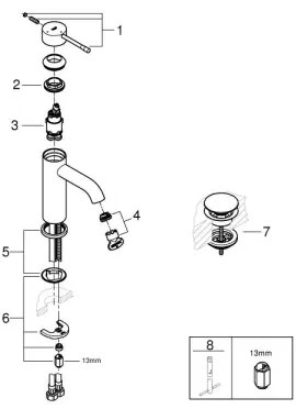 GROHE 23797001 - Mosdócsaptelep ESSENCE, S méret, fényes króm