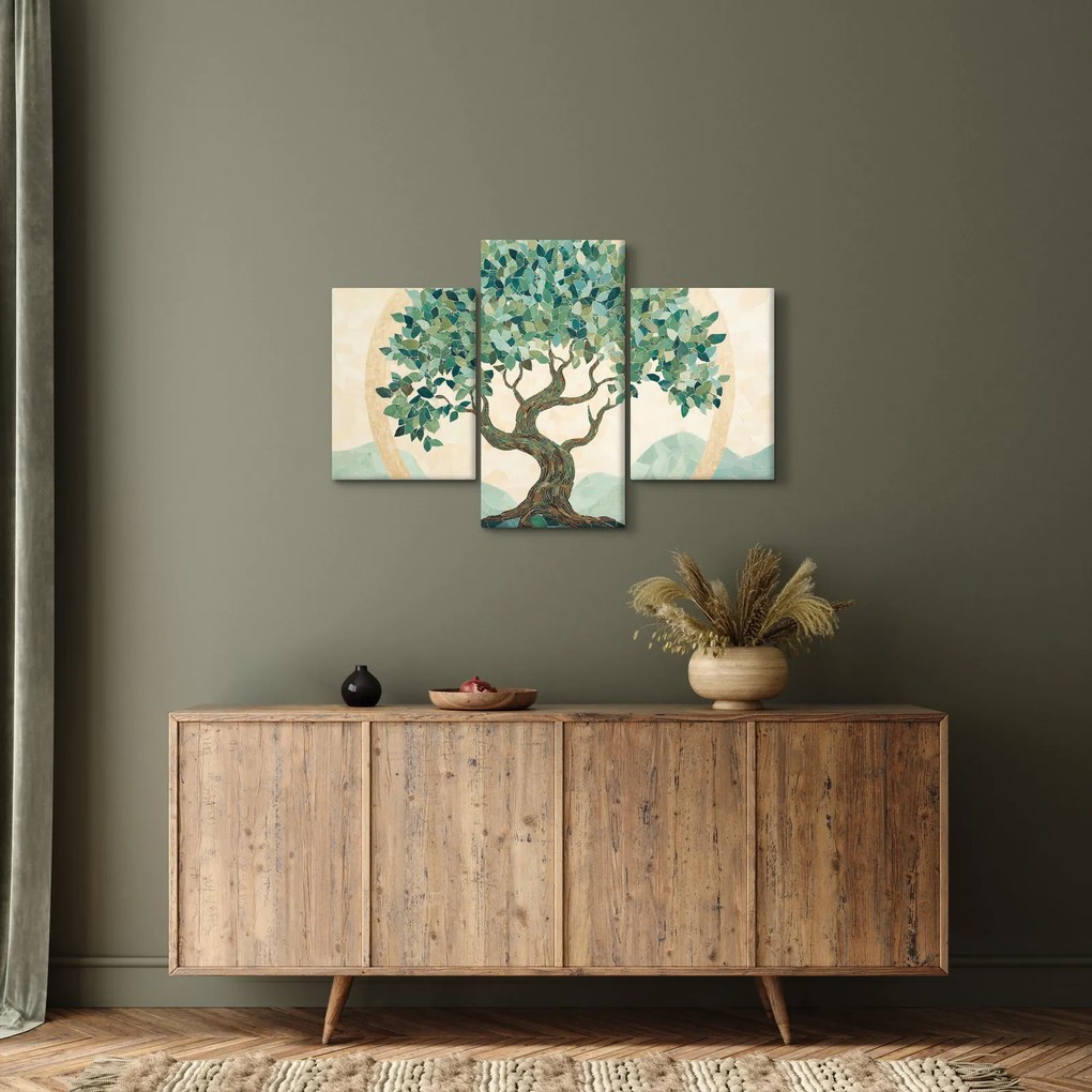 Kép – Elegáns mozaik fával (90x60 cm)