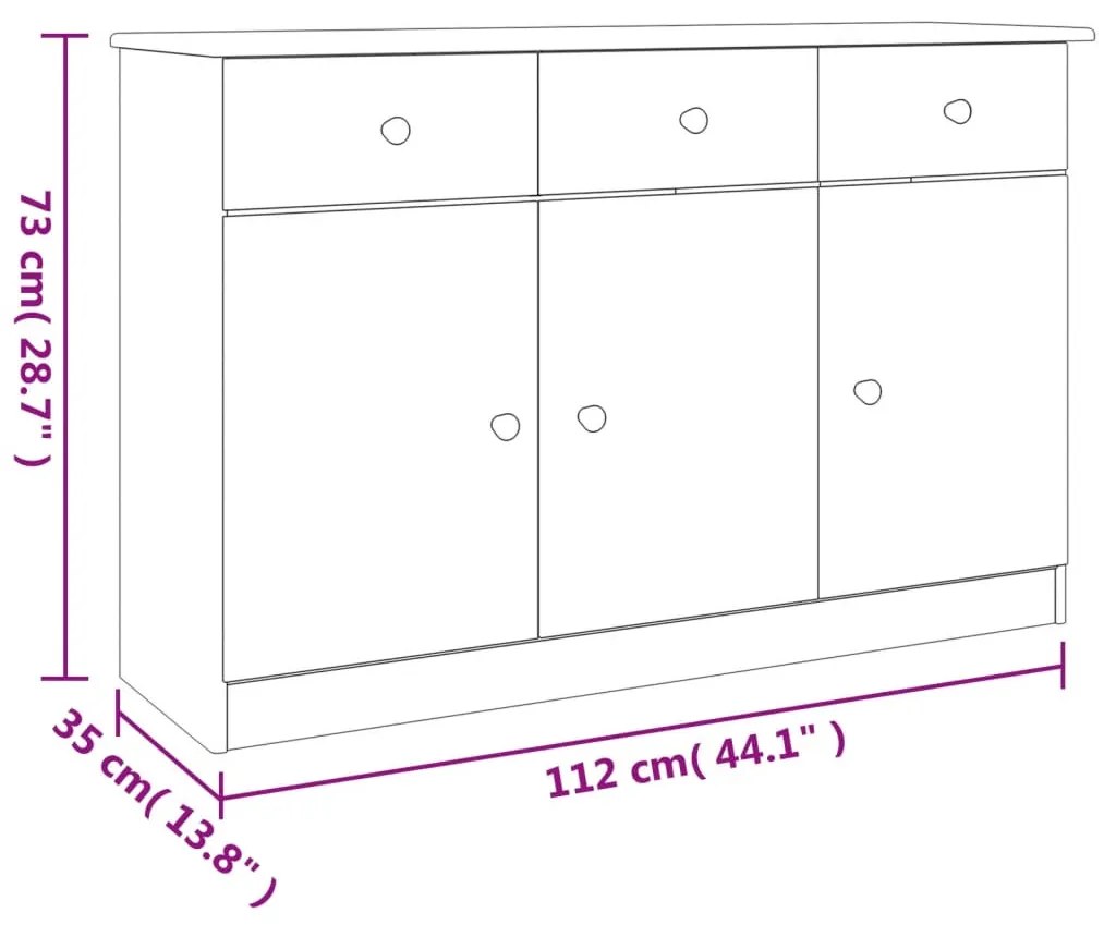 ALTA tömör fenyőfa TV-szekrény 112x35x73 cm