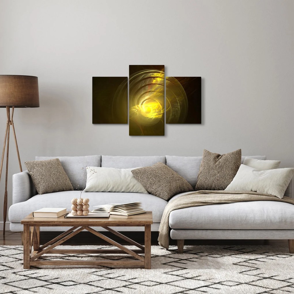 Sárga absztrakt spirál képe (90x60 cm)