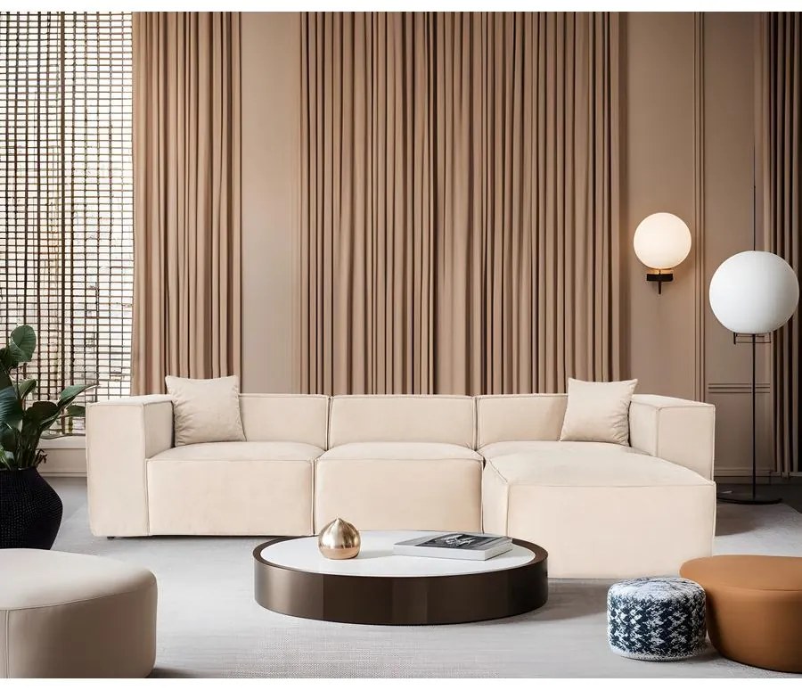 Sarokkanapé Lora (L1-O1-1R-POUFFE ) - Krém