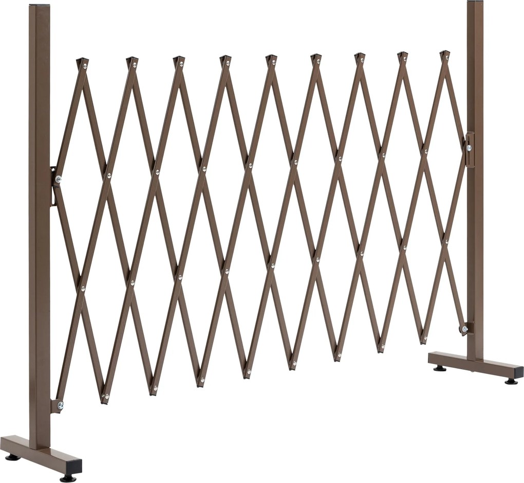 Outsunny Összecsukható Kihúzható Biztonsági Kerítés Kapu 250L x 31W x 104H cm Alumínium Fém Csokoládé | Aosom