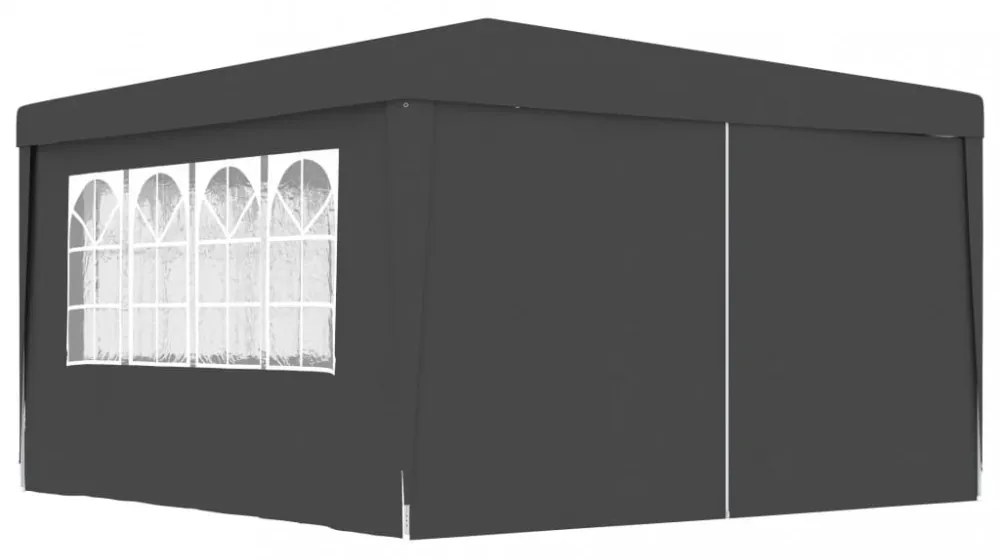 antracitszürke rendezvénysátor oldalfalakkal 4 x 4 m 90 g/m²