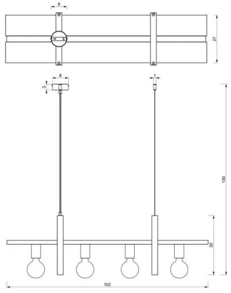 Csillár zsinóron SHELF 4xE27/60W/230V