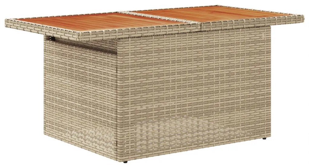 6 darabos Kerti Étkező Szett Párnákkal Bézs Poli Rattan Acacia