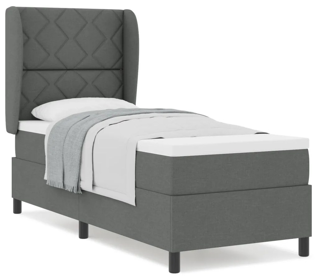 Boxspring Ágy Matrac Fekete Szürke színben, 80x200 cm, Szövet