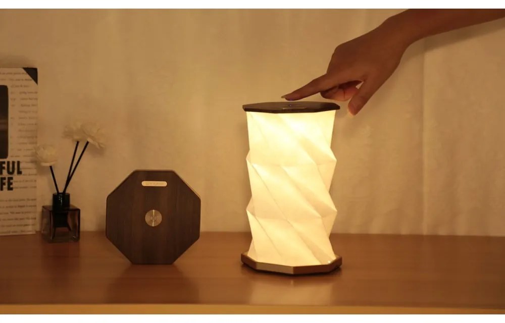 Barna LED asztali lámpa (magasság 18 cm) Twist Hexagon – Gingko