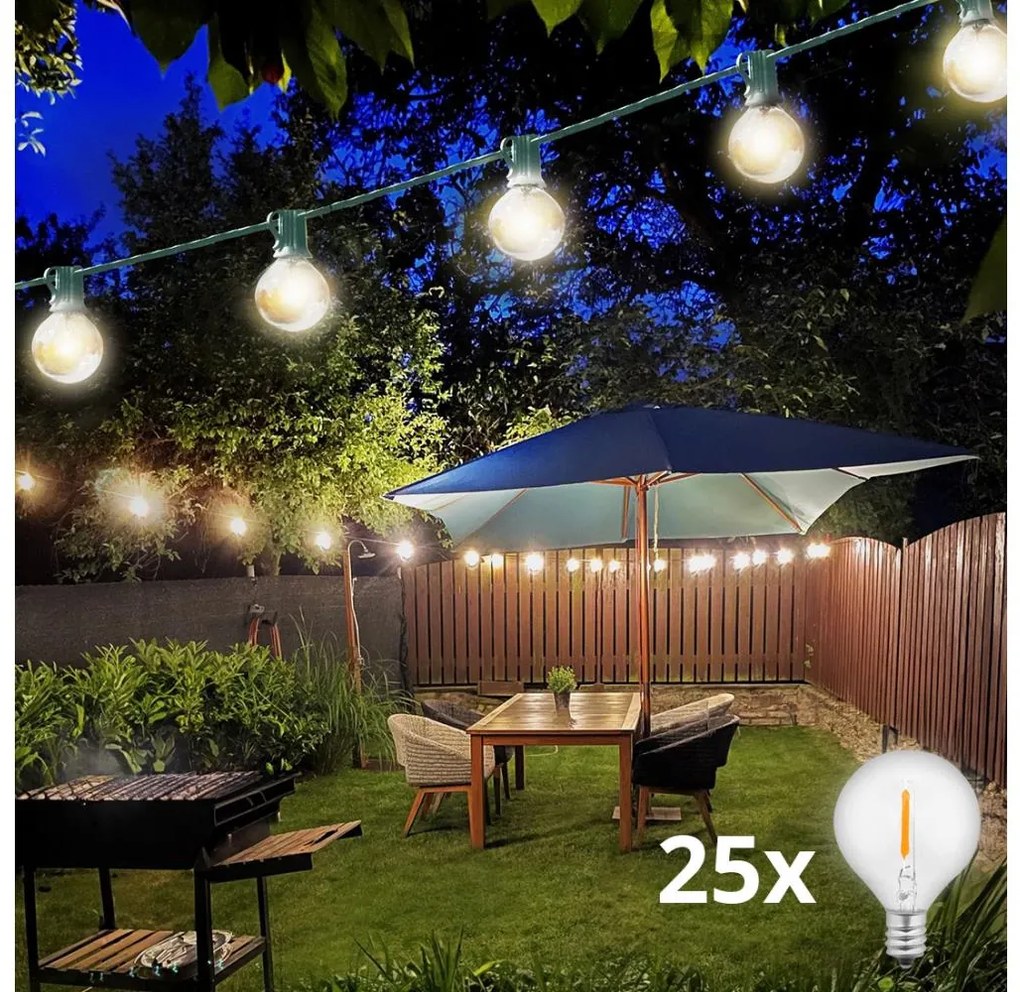 Brilagi -LED Kültéri dekoratív lánc GIRLAND 25xE12 20m zöld IP44 meleg fehér