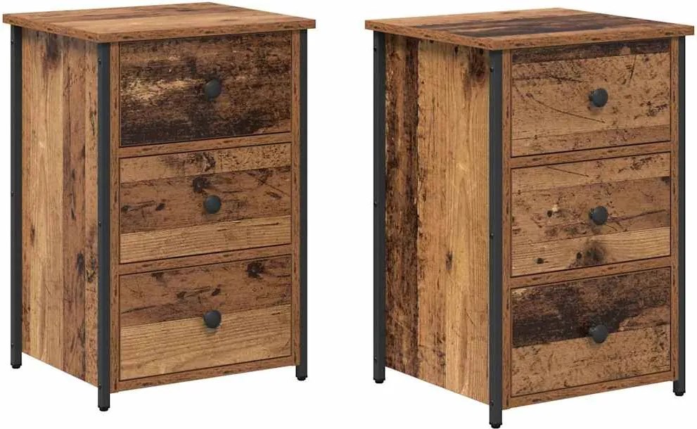 vidaXL Éjjeliszekrény fiókkal 2 pcs Barna 40 x 36 x 60 cm