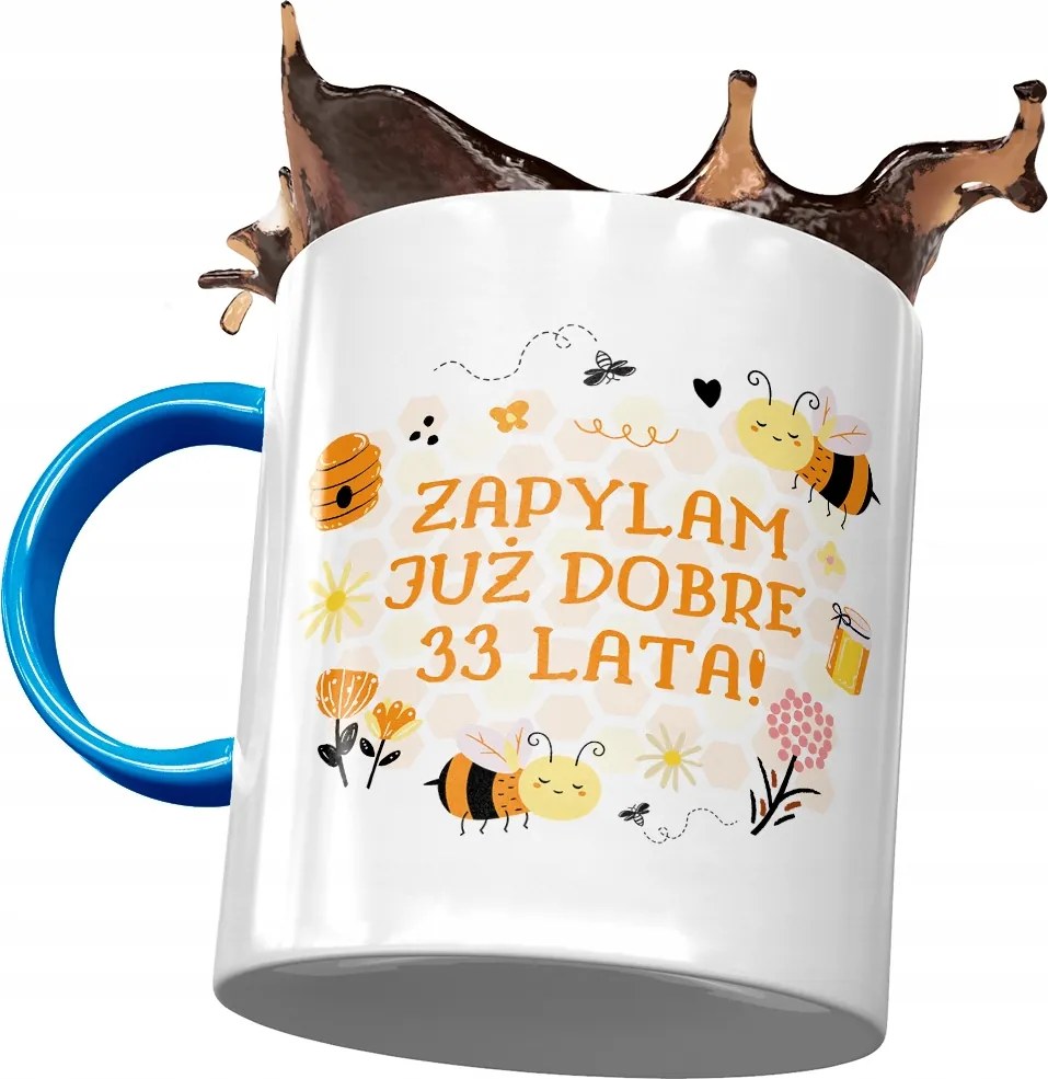 Kék Bögre Születésnapra 33 33. 33. Nyomtatott Fotóval