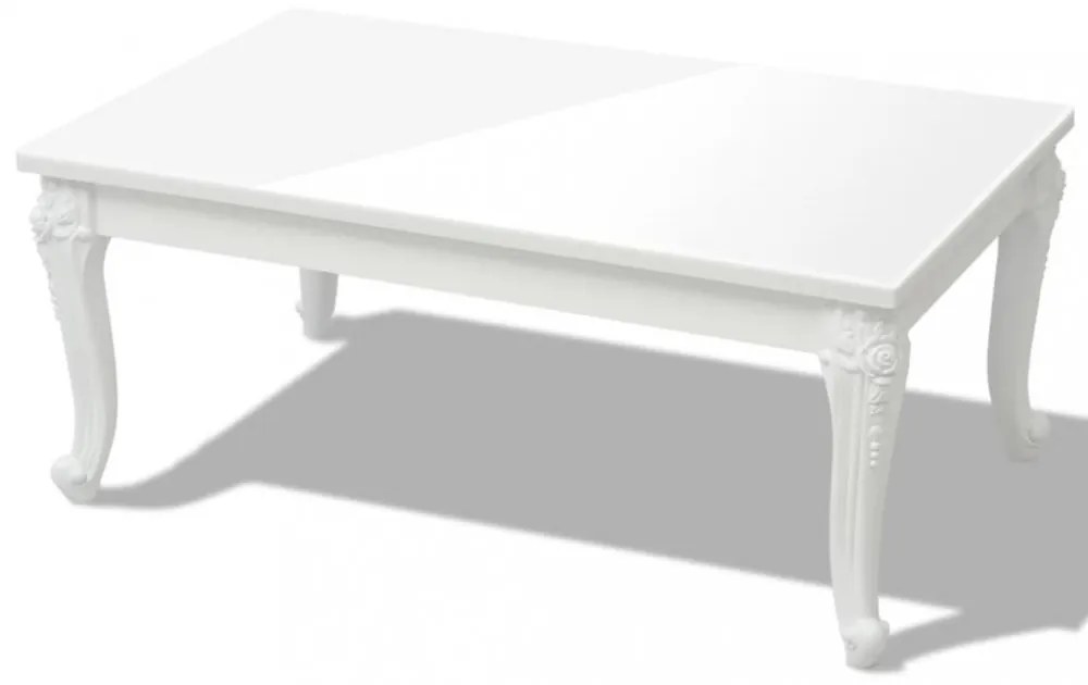 Fehér magasfényű 100x60x42 cm-es dohányzóasztal