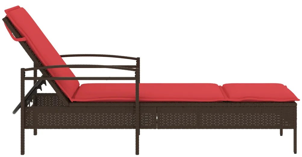 barna napozóágy párnával 63x200x81 cm polyrattan (csak az USA-ban)