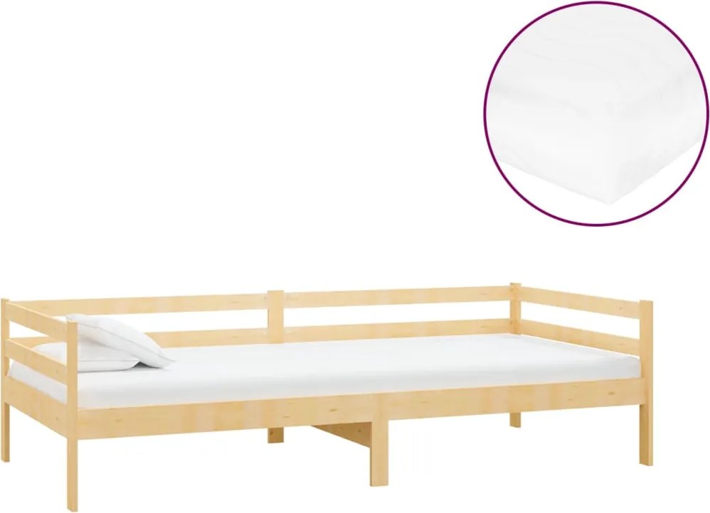 vidaXL tömör fenyőfa dívány matraccal 90 x 200 cm