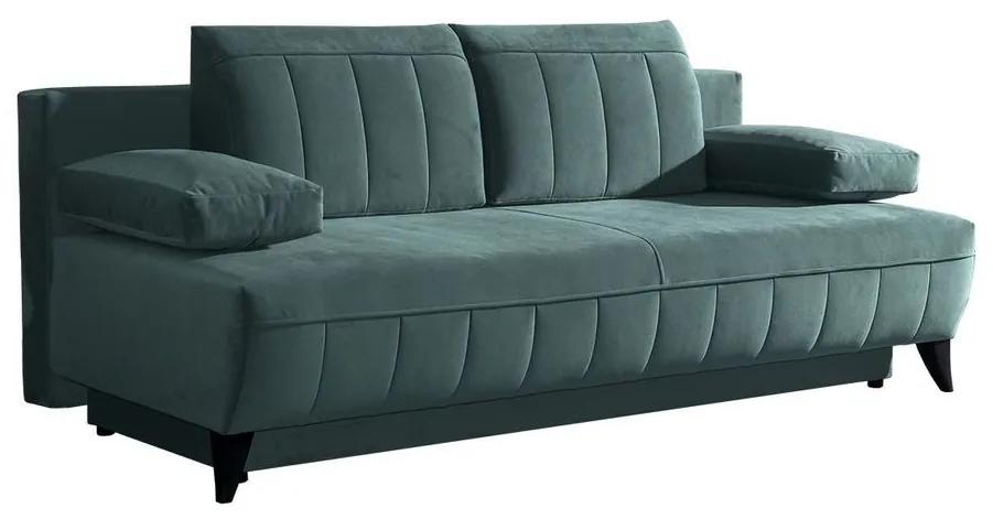 2 személyes ágyneműtartós kanapé, ágyazható, zöld - GRACE