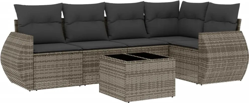 vidaXL 6 részes szürke polyrattan kerti ülőgarnitúra párnákkal