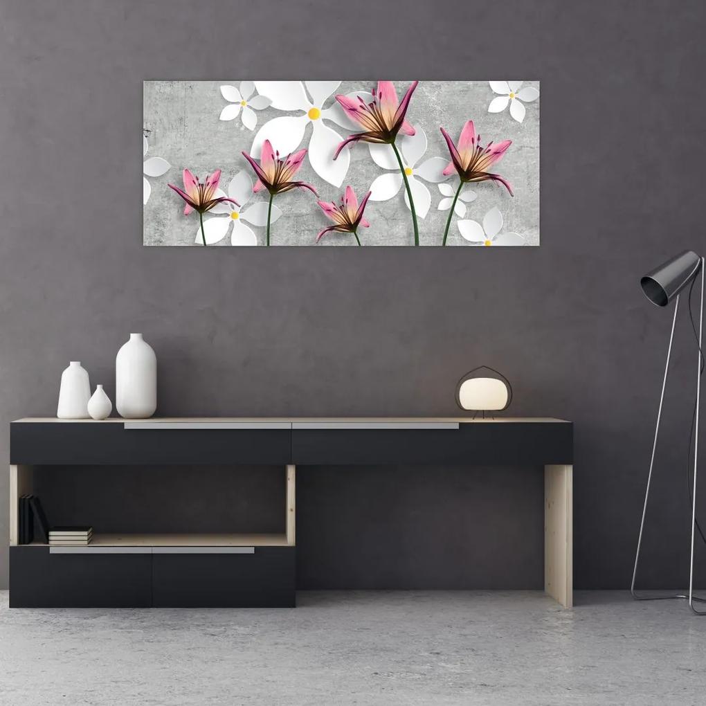 Virágos absztrakció képe (120x50 cm)