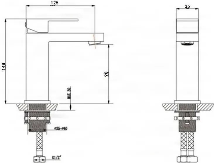Szabadon álló EYN BC1320 fürdőszobai csaptelep, matt fekete, alacsony és magas kivitelben — 310 mm