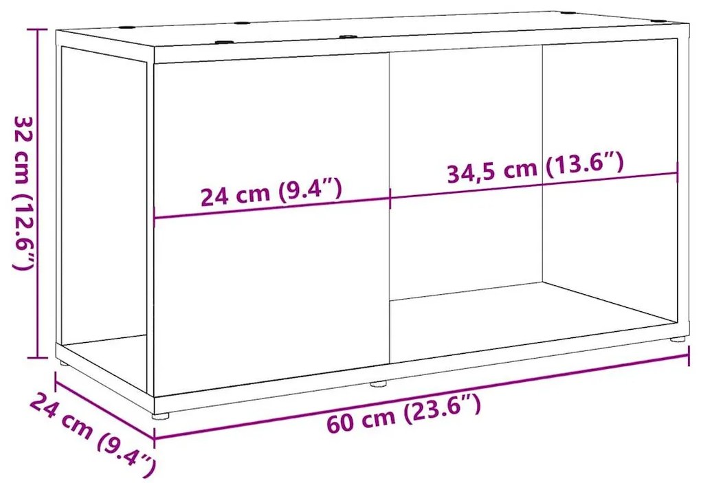 antik hatású szerelt fa TV-szekrény 60 x 24 x 32 cm
