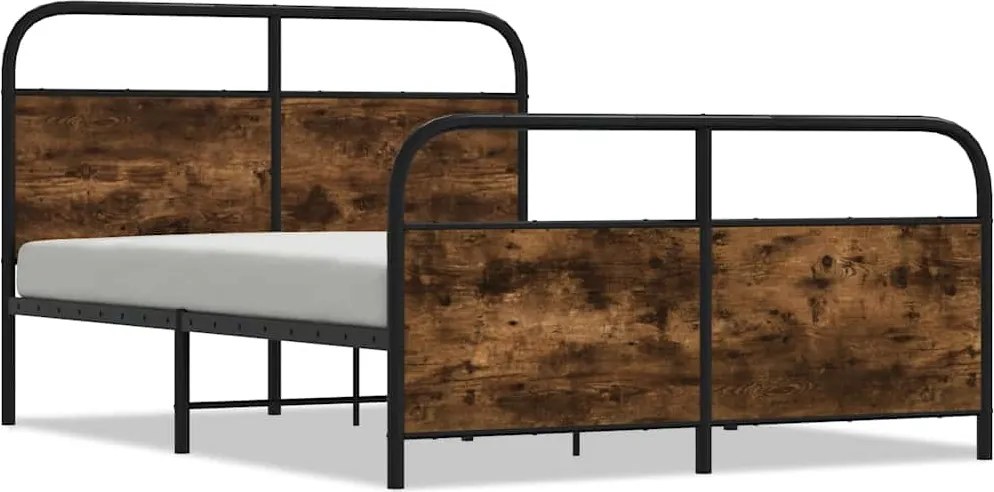 vidaXL ágykeret matrac nélkül 120x190 cm füstölt tölgy fűrészelt fa
