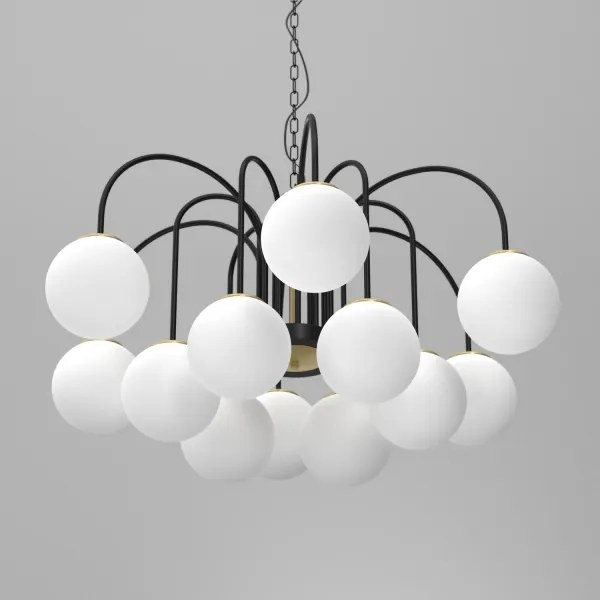 Csillár láncon CAMBRIDGE 12xE14/60W/230V fekete/sárgaréz