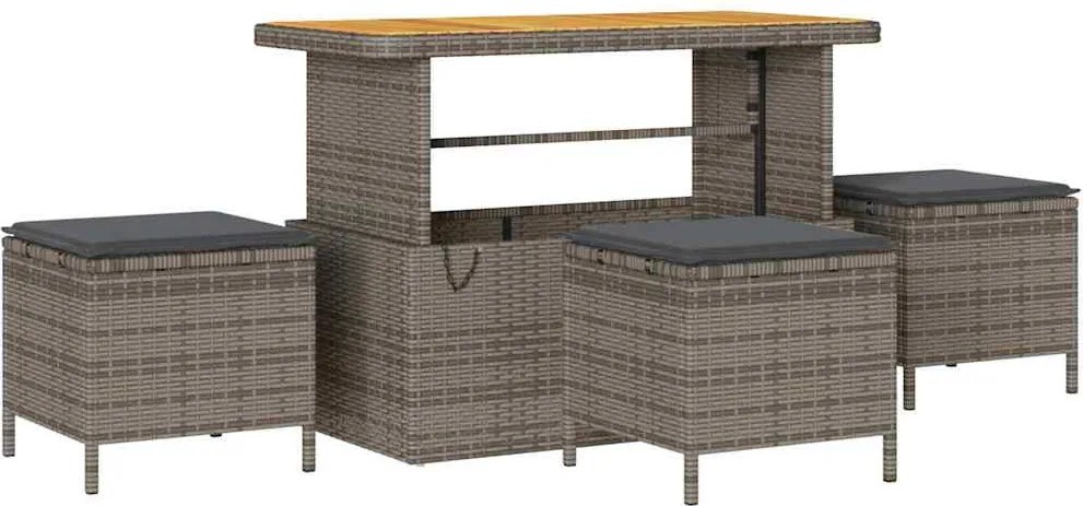 vidaXL Kerti Kanapé Szett 10 pcs Szürke Poli Rattan és Porfestett Acél