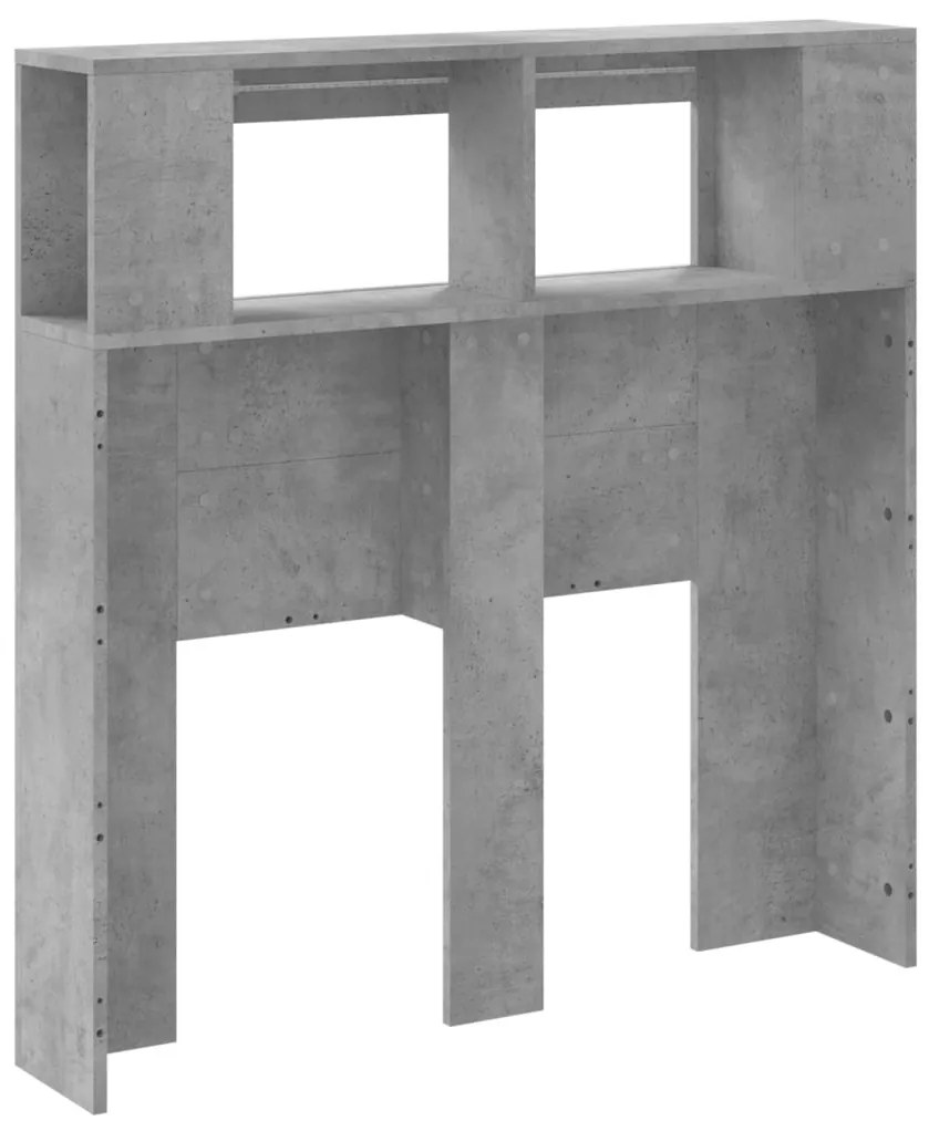 betonszürke szerelt fa LED-es fejtámla 100x18,5x103,5 cm