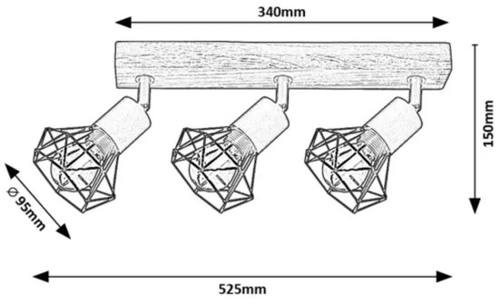 Rabalux 3139 - Spotlámpa ZEUS 3xE14/40W/230V tölgy