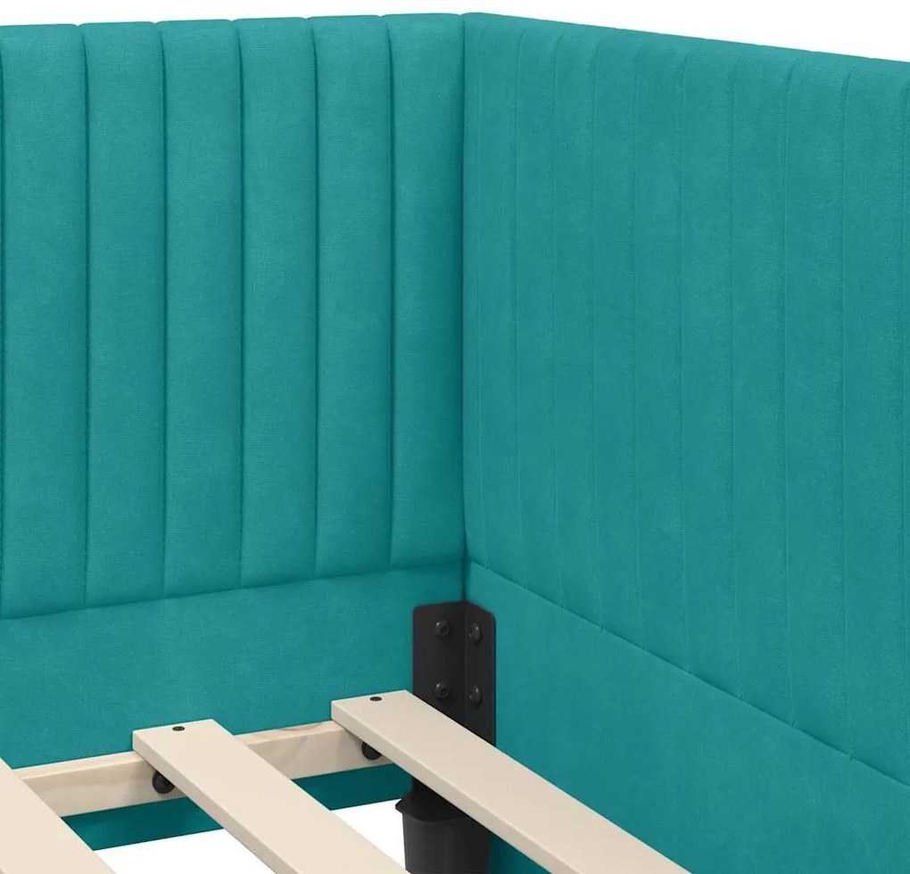 Sarokágy keret fejtámlával Türkiz 100 x 200 cm Bársony