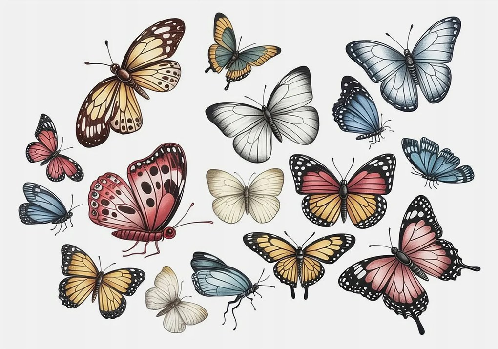 Fotótapéta Fali ragasztó szett Paradicsom pillangók 208x146 Ragasztó