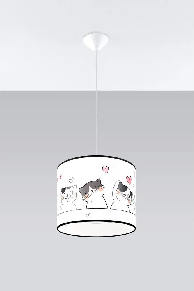 Fehér gyerek függőlámpa műanyag búrával ø 30 cm Puss – Sollux