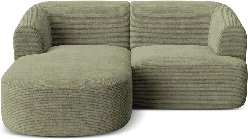 Zöld kordbársony sarokkanapé (bal oldali-heverő résszel) Campi – Cosmopolitan Design