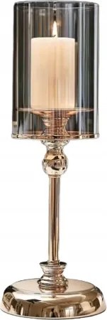 Shein Arany Metál Üveg Gyertyatartó Asztalra 10x44cm