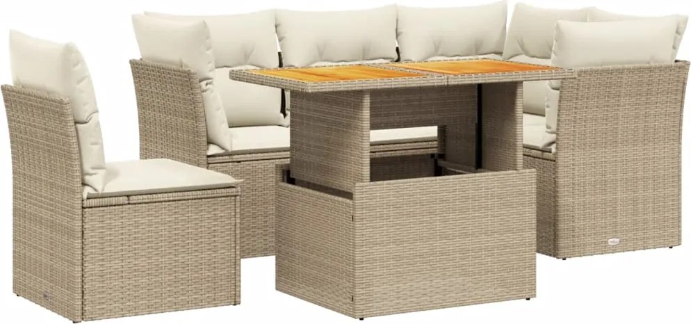 vidaXL 5 részes bézs polyrattan kerti ülőgarnitúra párnákkal