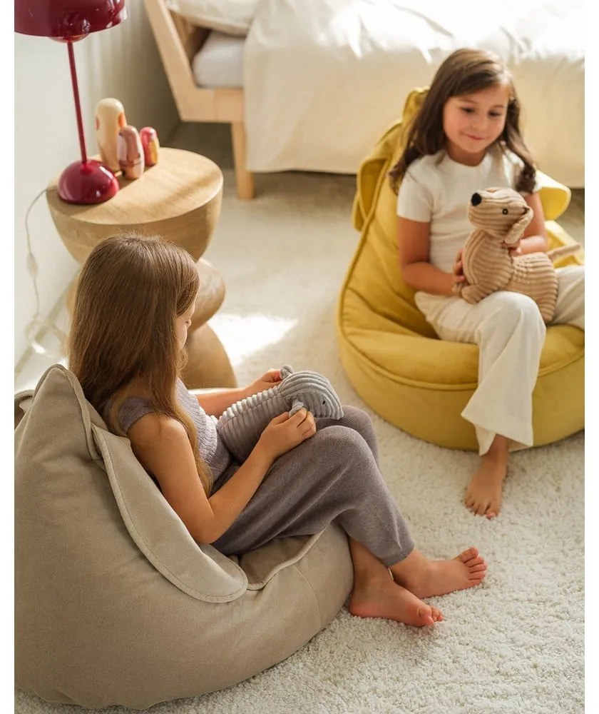 Bézs bársony gyerek babzsákfotel Bunny – Wigiwama
