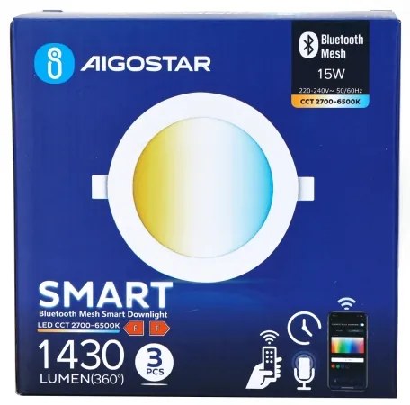 Aigostar-KÉSZLET 3x LED Dimmelhető beépíthető lámpa MESH 15W/230V 2700K-6500K átm. 17cm