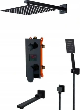 Süllyesztett Kijelző Kifolyócső Szett Matt Fekete 20CM