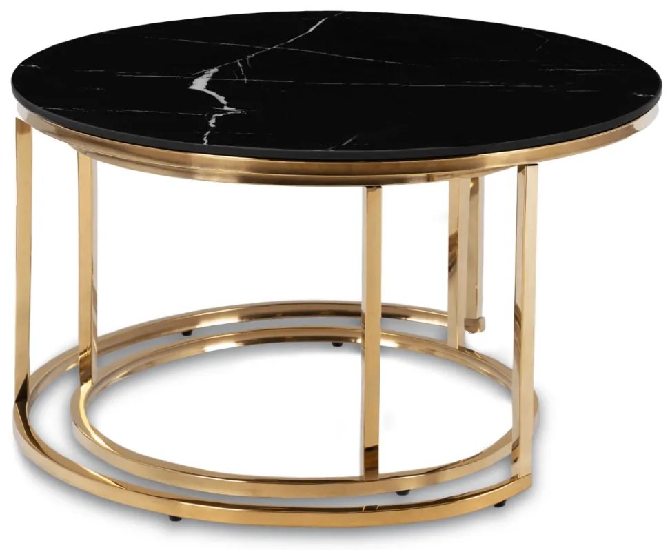 Fekete Márvány/Arany Dohányzóasztal Szett MILANO