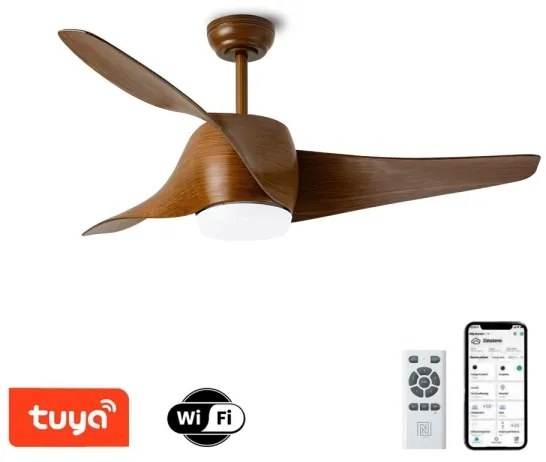 Immax NEO 07286L-LED Dimmelhető mennyezeti ventilátor LED/18W/230V barna Wi-Fi Tuya + távirányító