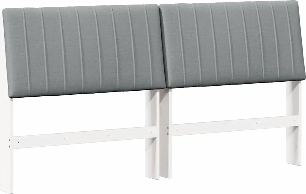 vidaXL Kárpitozott fejtámla Világosszürke 200 cm Tömör fenyőfa