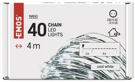 LED karácsonyi nano fényfüzér, zöld, 4 m, kültéri és beltéri, hideg fehér, időzítő