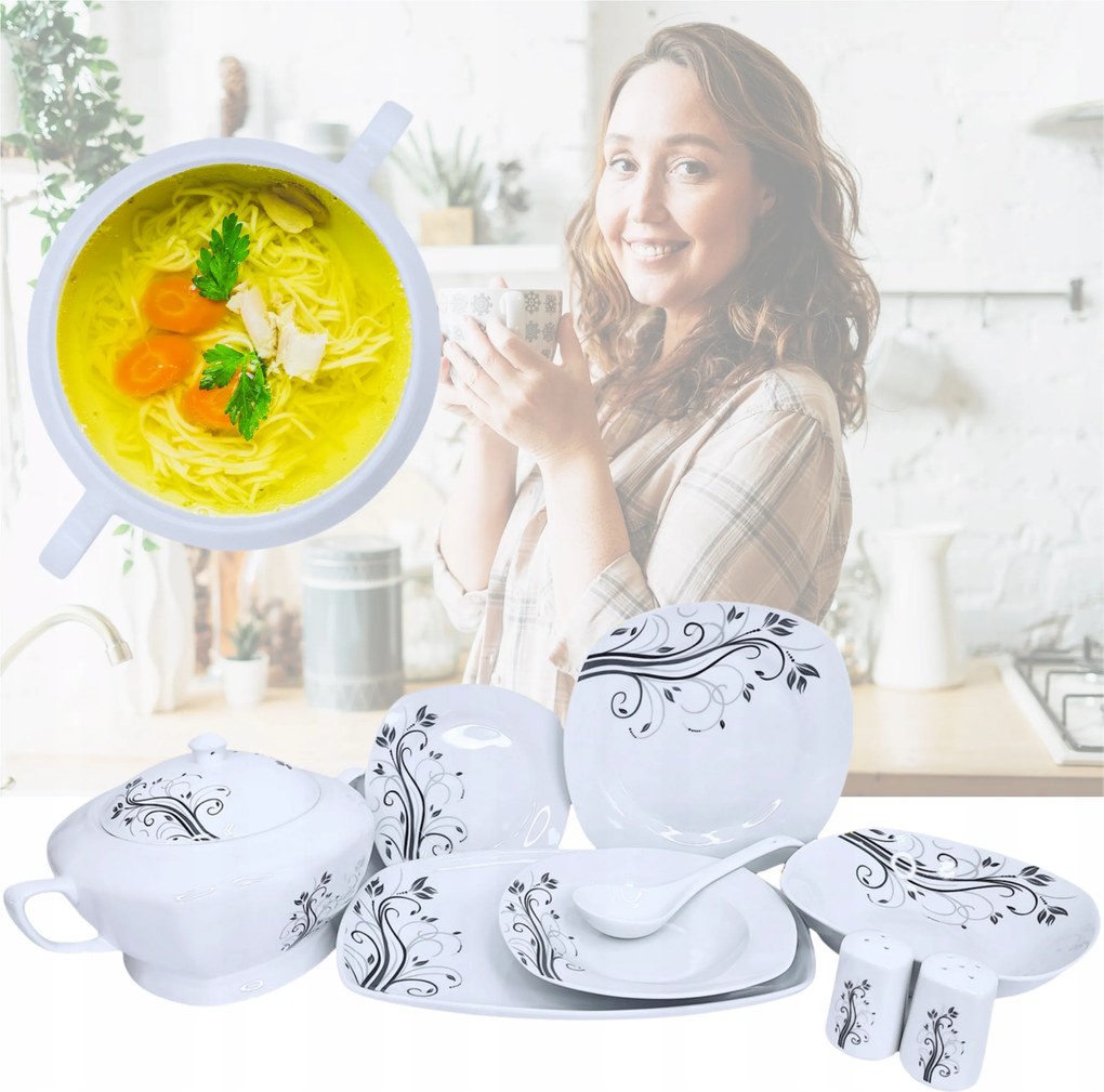 Étkészlet Tányér Szett Étkészlet 12 Személyes Porcelán